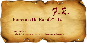 Ferencsik Rozália névjegykártya